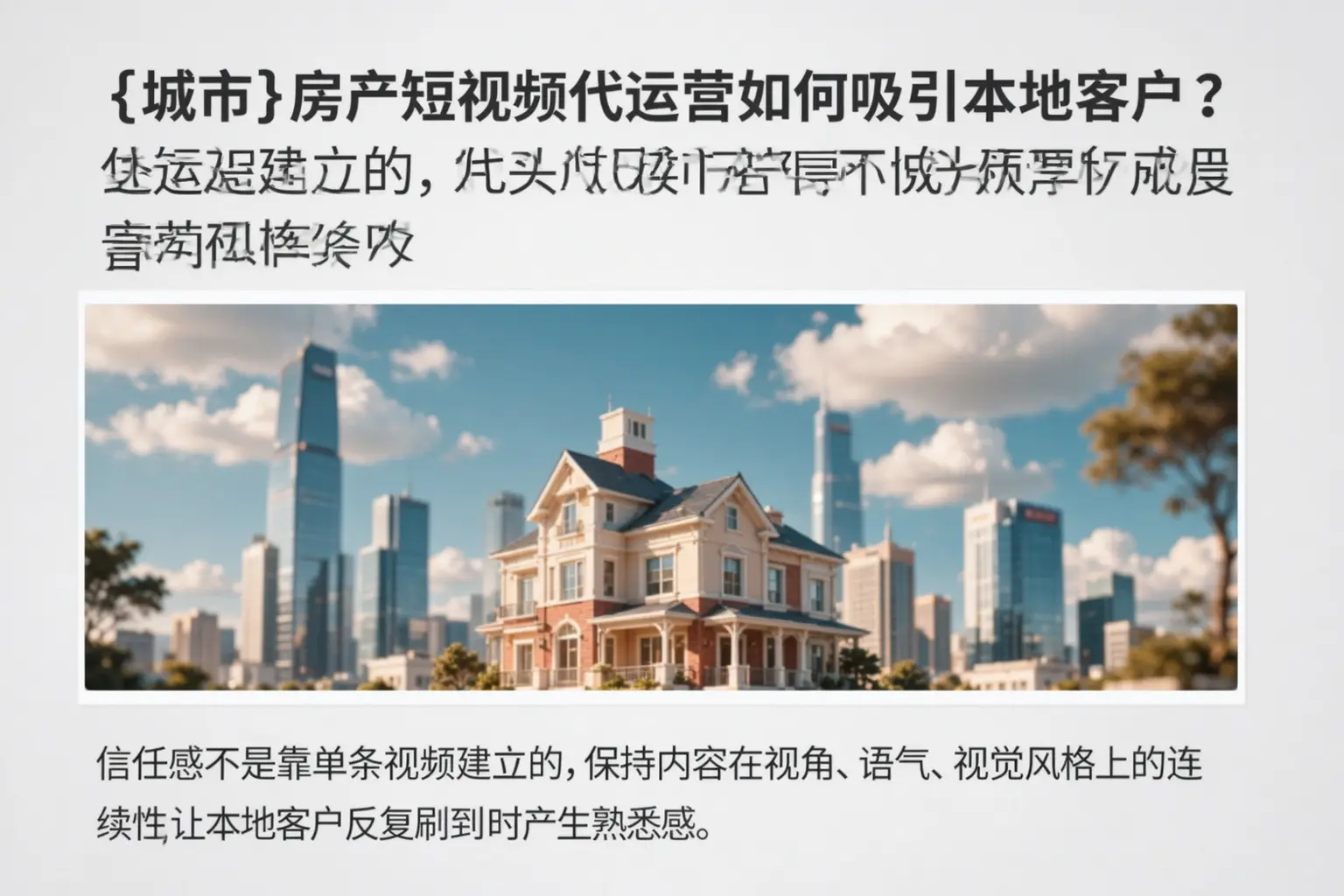 邵阳房产短视频代运营如何吸引本地客户？
