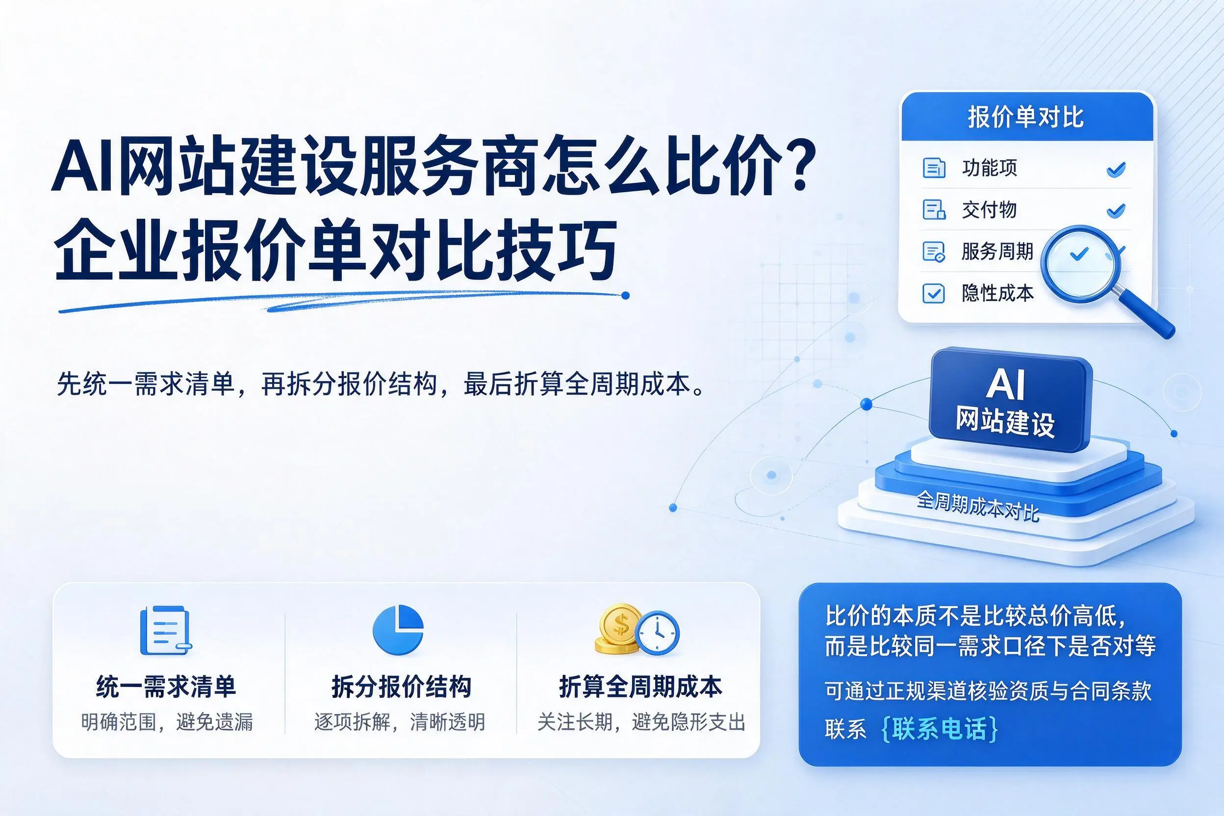 AI网站建设服务商怎么比价？邵阳企业报价单对比技巧