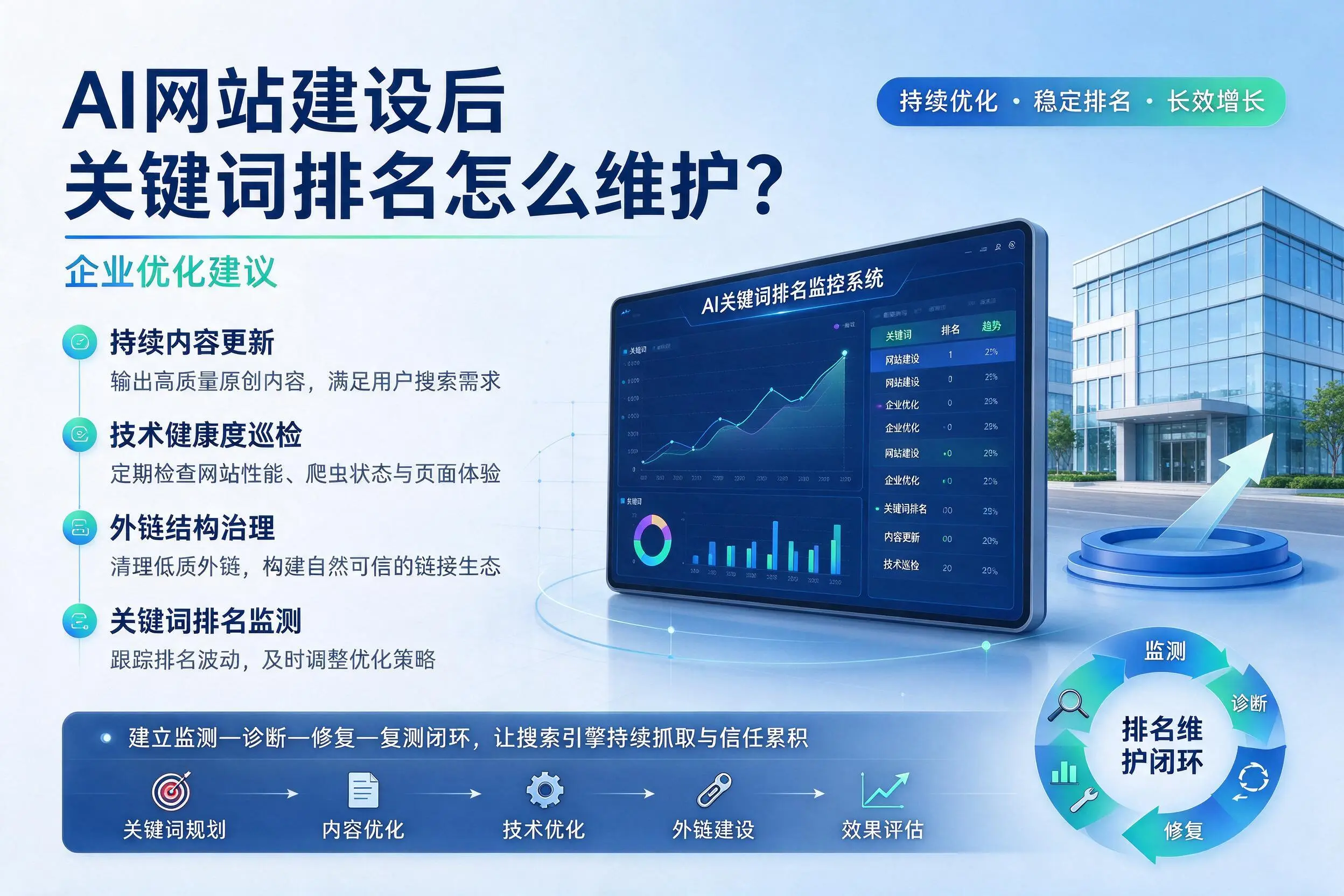 AI网站建设后关键词排名怎么维护?邵阳企业优化建议