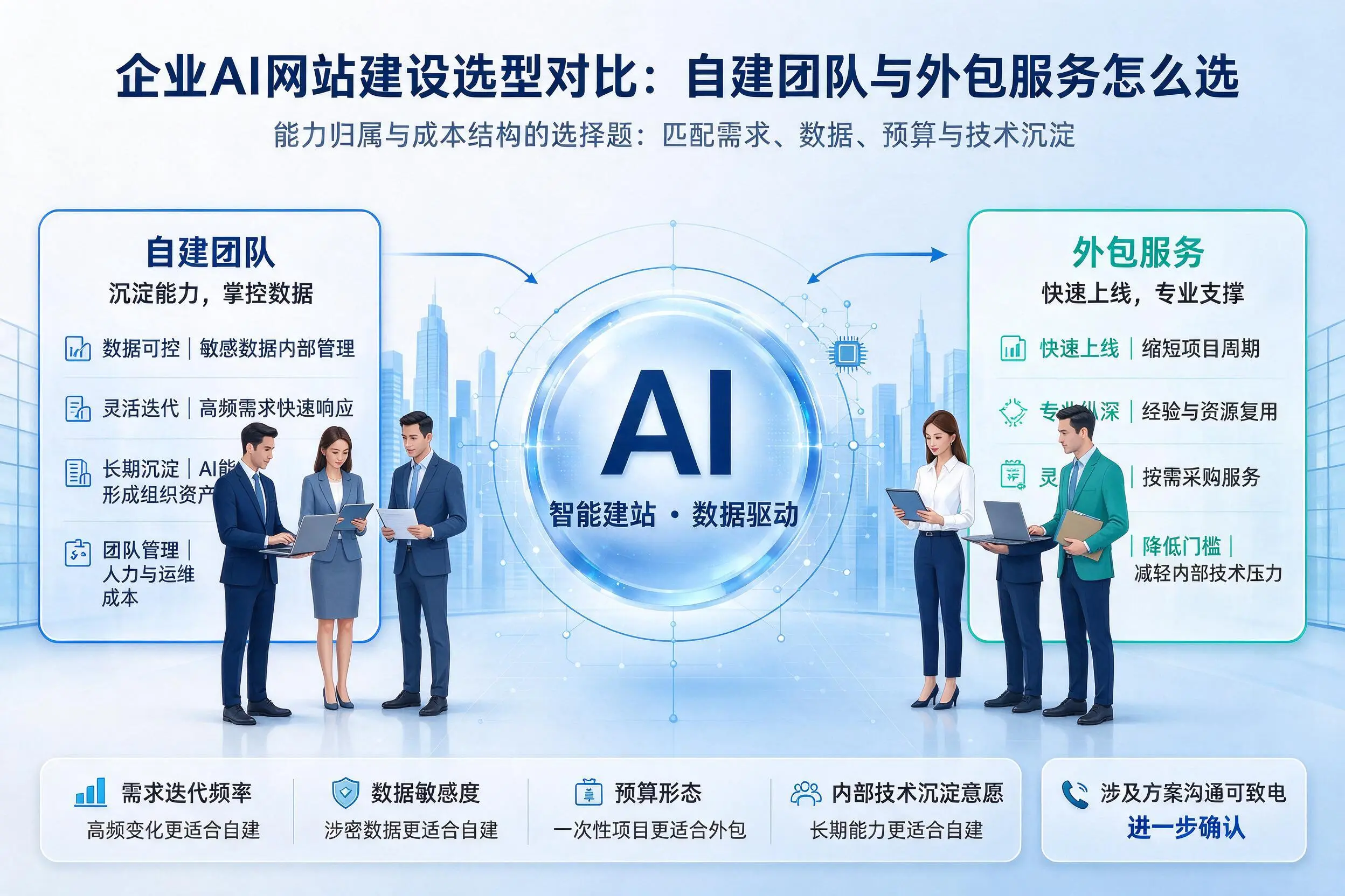 邵阳企业AI网站建设选型对比：自建团队与外包服务怎么选